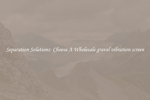 Separation Solutions: Choose A Wholesale gravel vibration screen