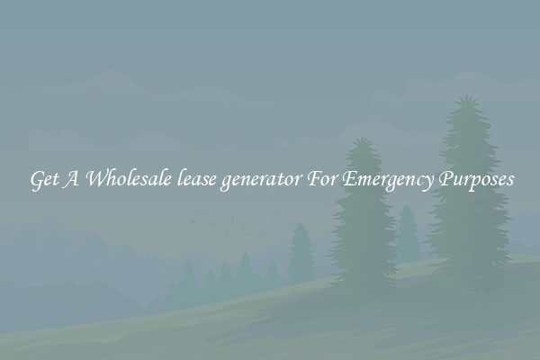 Get A Wholesale lease generator For Emergency Purposes